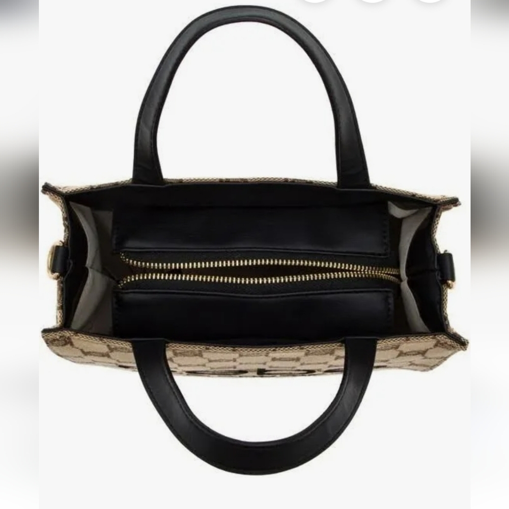 Bebe Signature Beige and Black Tote 8x7x3 - Picture 3 of 5